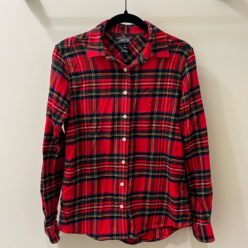 Lands' End Women’s Red Plaid Flannel